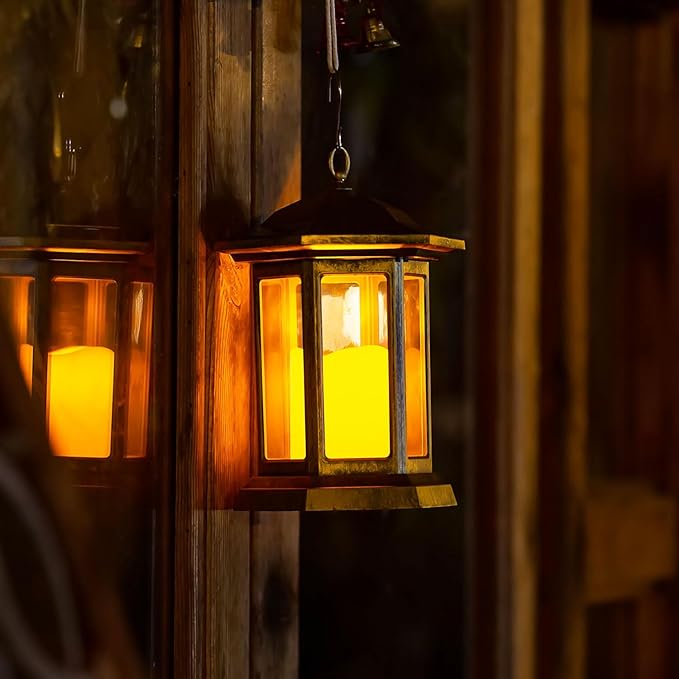 Solar Lantern Outdoor, Outdoor Hanging Candle Lanterns LED Lights - PVC Waterproof Solar Lights Decorative Lantern Lights for Table,Outdoor,Party…