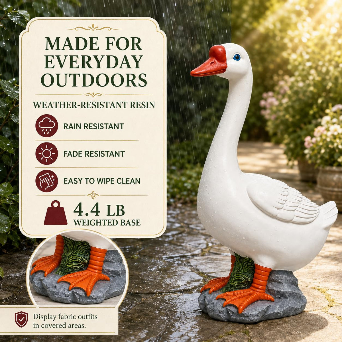 Garden Goose Statue with Angel Wings,Cute Outdoor Resin Garden Goose Decor
