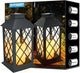 SHYMERY Solar Lanterns Outdoor Waterproof, 14 Inch Outdoor Lanterns with LED Flickering Flameless Candles,2 Pack Hanging Black Lantern Decorative for Patio,Front Porch,Balcony,Outside,Table Decor