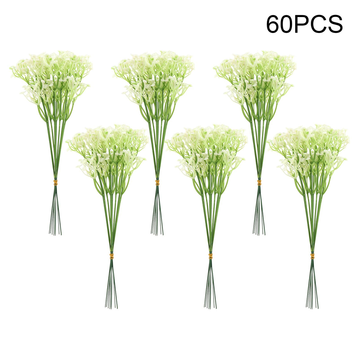 BOYXIENQ 60 Pcs Babys Breath Artificial Flowers, White Gypsophila Flowers, Artificial Bulk Real Touch Faux Greenery Plants DIY Flores Bouquet for Wedding Floral Party Outdoor Garden Home Decor
