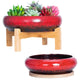 ARTKETTY Succulent Pots with Drainage Trays Set of 2, Ceramic Planters