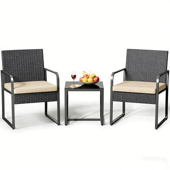 Gizoon 3 Pieces Patio Furniture Sets, Cushion-Beige