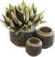 MY SWANKY HOME Dark Blue Two-Tone Ceramic Planters Set Three Round Knobby Mid Century Modern