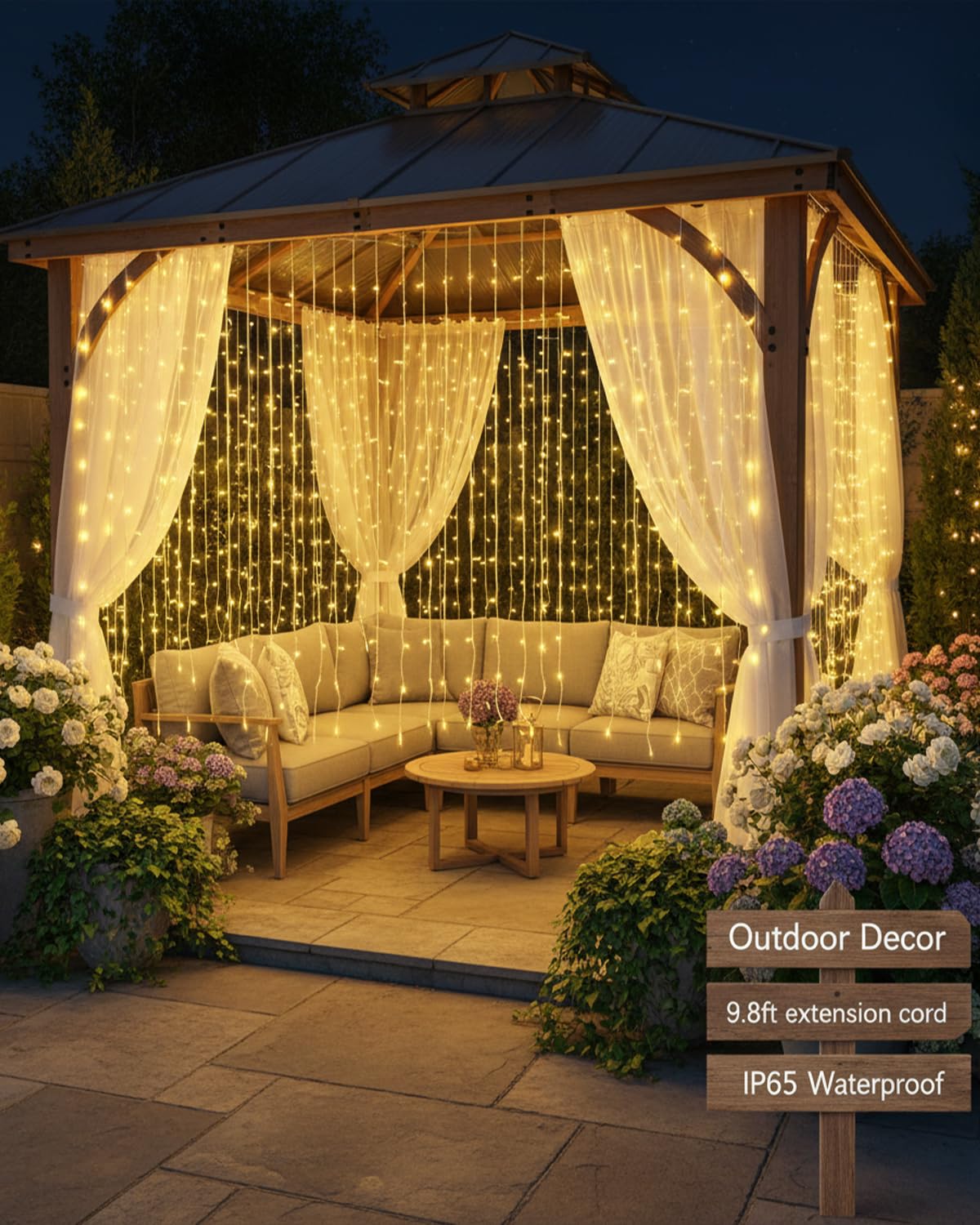 Curtain Lights for Bedroom & Romantic Decor - 300 LED Fairy String Lights with Remote, 8 Modes Timer, USB Plug in Waterproof for Cozy Backdrop Wedding Indoor Wall, 9.8ft x 9.8ft, Hanging Lights