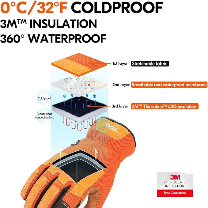 Vgo... 1-Pair Gardening Gloves Men, Safety Work Gloves, Puncture-proof, Thornproof, Touchscreen (SL7475)