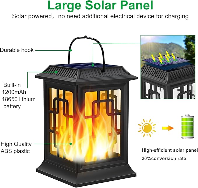 Solar Lanterns Outdoor Waterproof, Hanging Solar Lights for Outside Black Hanging Solar Powered Lantern Decorative for Garden Yard Patio, 4 Pack
