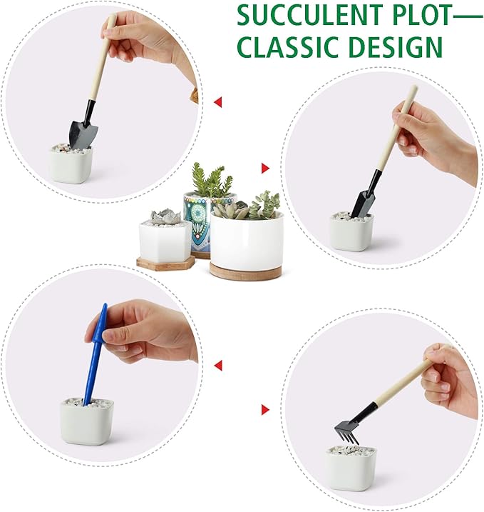 G GOOD GAIN Garden Succulent Kit with Organizer Bag, 15Pieces Succulent Tools, Indoor Mini Hand Gardening Tools Set with Carrier for Bonsai Planter Miniature Fairy Planting Care(Rose)