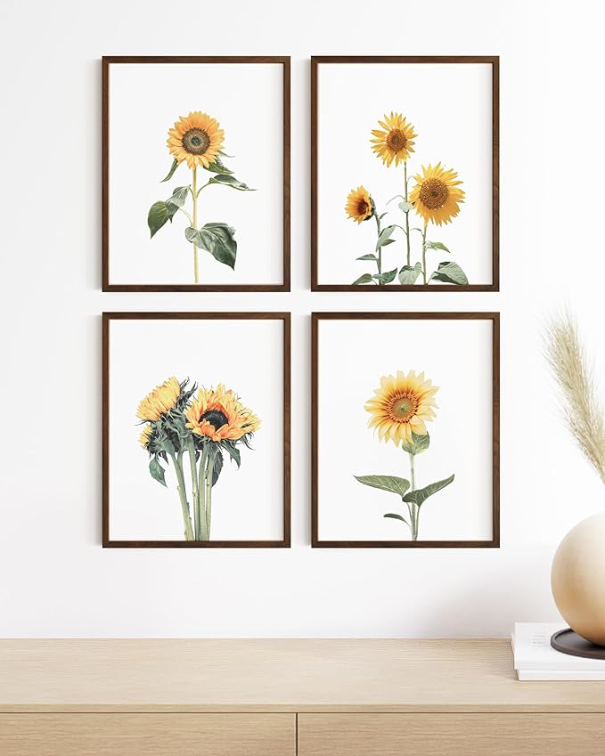 HAUS AND HUES Sunflower Set Collage 16x20 - Framed Walnut