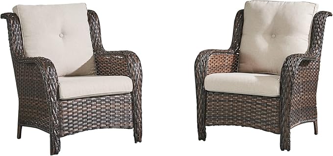 HUMMUH Outdoor Furniture 6 Pieces Patio Furniture Set Wicker Outdoor Sectional Sofa with 2 Patio Chairs,Ottomans,Coffee Table…