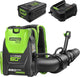 Greenworks 60V 550 CFM Brushless Backpack Blower, 5.0Ah Battery and 6A Charger