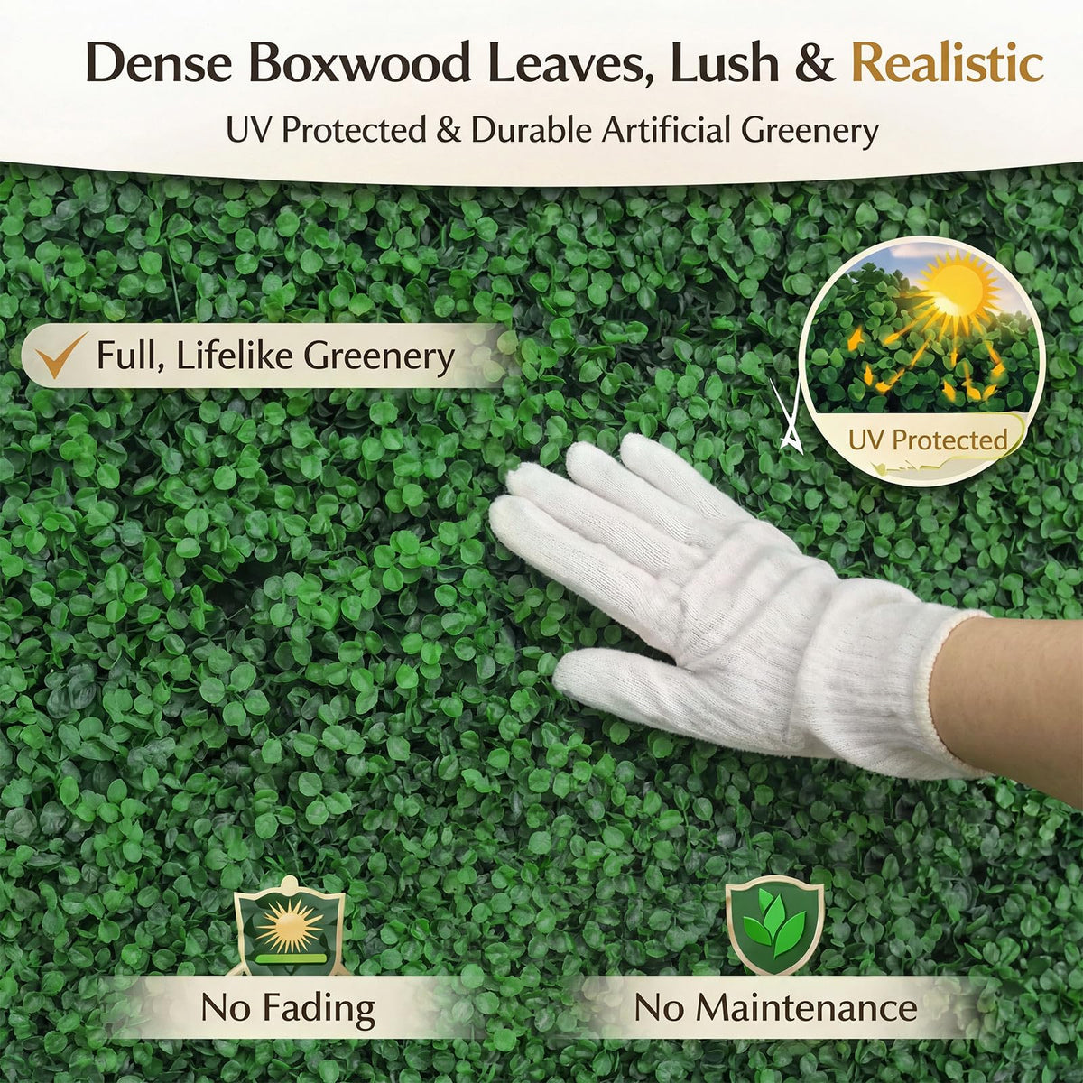 Crowye 48 Pcs 10 x 10 Inch Grass Wall Panel, Artificial Boxwood Wall Panels
