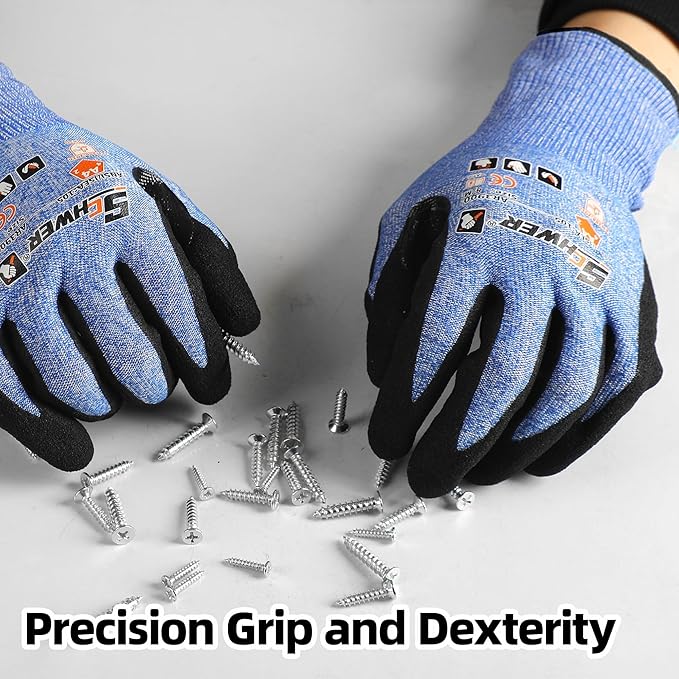 Schwer A4 AIR-SKIN Cut Resistant Work Gloves AR3900 with Extreme Lightweight & Thin, Grip Gloves for Fishing, Refined Work, Mechanic, Gardening, Touch-Screen, Non-PFAS, 3D-Comfort Fit, 2 Pairs, L