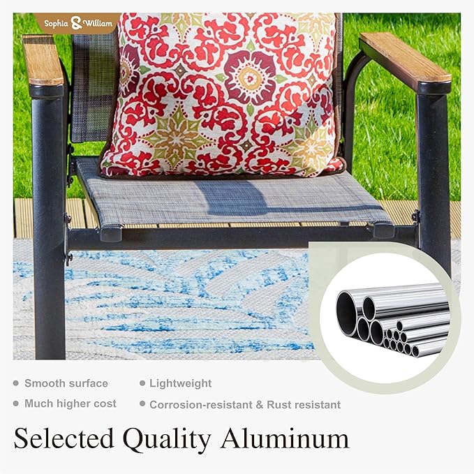 Sophia & William Patio Dining Chairs Set of 8 Aluminium Patio Chairs Lightweight Textilene Outdoor Dining Chairs Stackable for Lawn Garden Backyard Pool All Weather