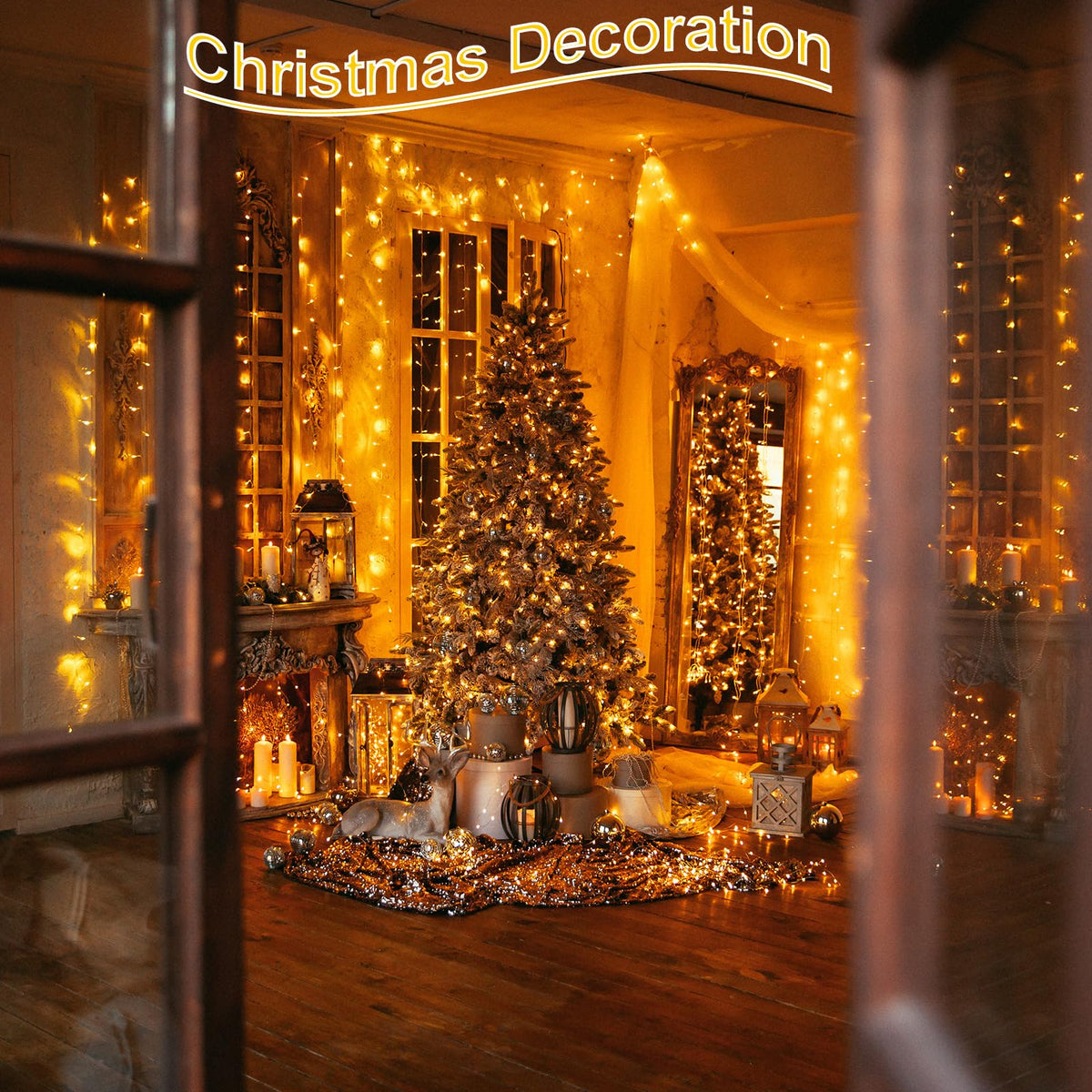 4 Pack Battery Operated Outdoor String Lights Timer Christmas Wreath Lights