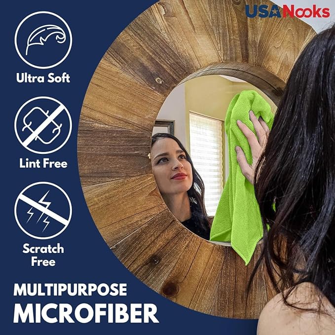USANOOKS Microfiber Cleaning Cloth Light Green - 12 Pcs 12.5"x12.5" - High Performance - 1200 Washes, Ultra Absorbent Towels Weave Grime & Liquid for Streak-Free Mirror Shine - Car Washing Cloth