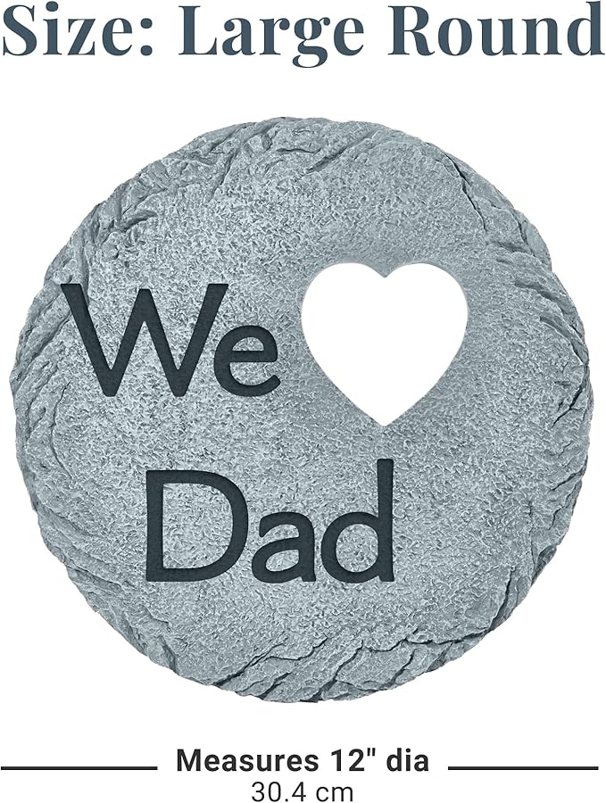Let's Make Memories Personalized Garden Stone - Resin - Custom Garden Décor - Round Stone with Heart Cutout - for Dad - for Father's Day