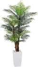 HAIHONG Artificial Palm Tree 7FT, Fake Tree with Realistic Fiber Trunks and White Tall Planter, Faux Tropical Areca Floor Plant in Pot, Artificial Silk Plant for Home Decor Office Decor Indoor
