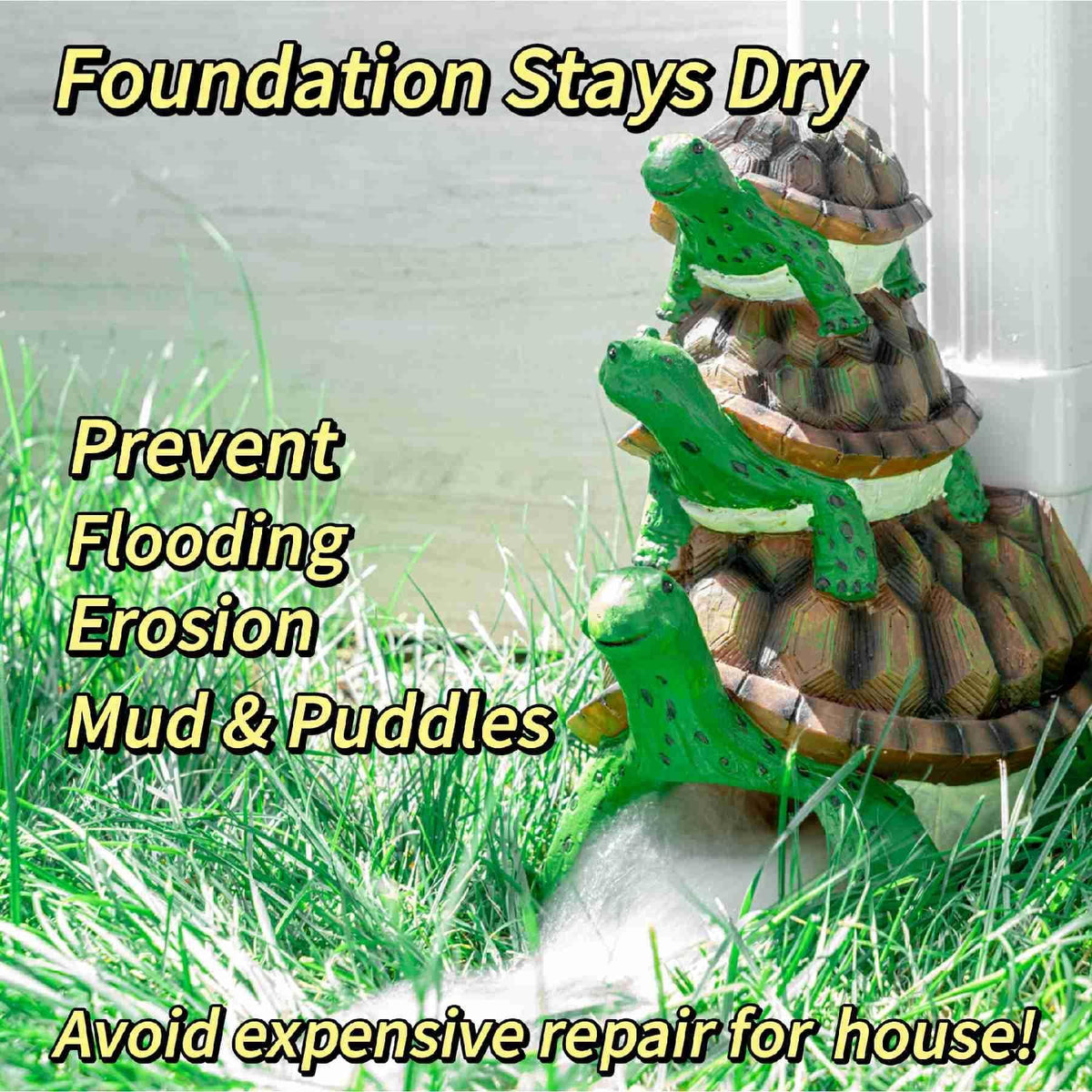 APX Turtle Gutter Downspout Extensions, Decorative Splash Block Statue