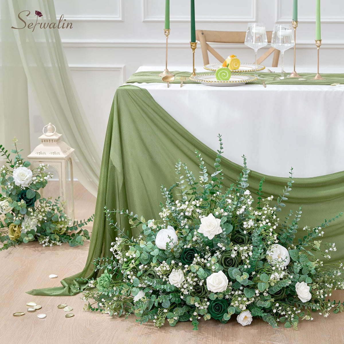 Serwalin 200PCS Mixed Eucalyptus Stems with Baby's Breath Greenery