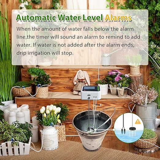 PChero Automatic Drip Irrigation System Kit, Indoor Plant Self Watering System Devices for 15 Potted Plants, USB Charging Plant Waterer Indoor with Timer, Buzzer and Water Sensor for Vacation