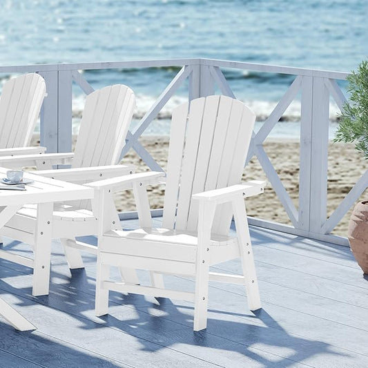 WestinTrends Dylan Dylan Outdoor Patio Shell-Back Adirondack Dining Chair Weather Resistant White