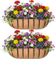 24“ Window Box Railing Planter with Coco Liner Metal Wall-Mounted Coconut Liner Planter Basket English Horse Trough Planters for Outdoor Deck Balcony Porch Fence Patio Black (2 Pack)