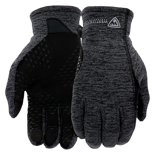 West Chester Women's Brushed Fleece Slip-On Gloves, Safety Work Gloves, Black/Gray, Small/Medium, (93118-WSM)