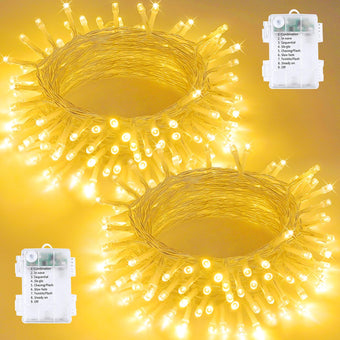 2 Pack 100 LED Battery Operated String Lights, 8 Modes Twinkle Fairy Lights