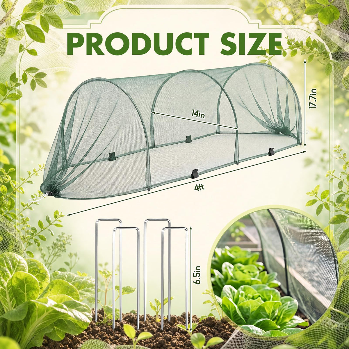 GliCraft 3 Pack Garden Bed Cover Row Accelerator Plants Cover,Green,4ft