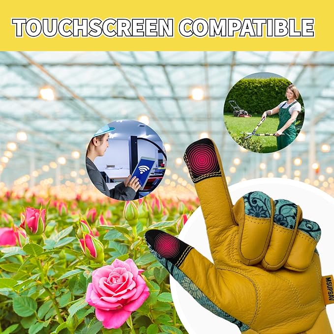 Thorn Proof&Puncture Resistant Gardening Gloves with Grip,Garden Glove for Women, Leather Yard Work Gifts