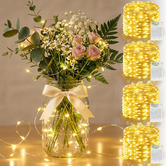 LitHome 4 Pack Warm White Fairy Lights Battery Operated, Each 20 FT 60 LED