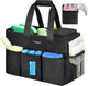 Ytonet Cleaning Caddy Bag, Large Cleaning Supplies Organizer with Handle & Foldable Divider for Cleaners, Water Resistant Housekeeping Supplies for Kitchen, Car Tool Caddy Organizer Bag, Black