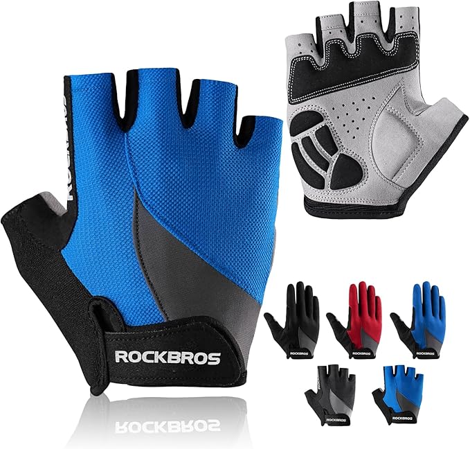 ROCKBROS Cycling Gloves for Men Women - Breathable Gel Pad Road Mountain Bike Gloves - Touch Screen Anti-Slip MTB Gloves for Cycling Workout Outdoor Sports