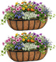 24 Inch Railing Planter Boxes 2 Pack Metal Window Box Planters with Coco Coir Liners, Horse Trough Planter with Adjustable Brackets for Deck Balcony Fence Porch Patio Outdoor Garden