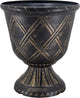 Arcadia Garden Products PL61GD Lattice Plastic Garden Urn, Classic Decorative Garden Pot Planter for Indoor and Outdoor Plants, Gold