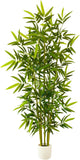 Artificial Bamboo Tree, 6ft Tall Fake Bamboo Plant with White Planter, Faux Trees with 5 Trunks and Lifelike Leaves for Indoor Outdoor Home Office Décor