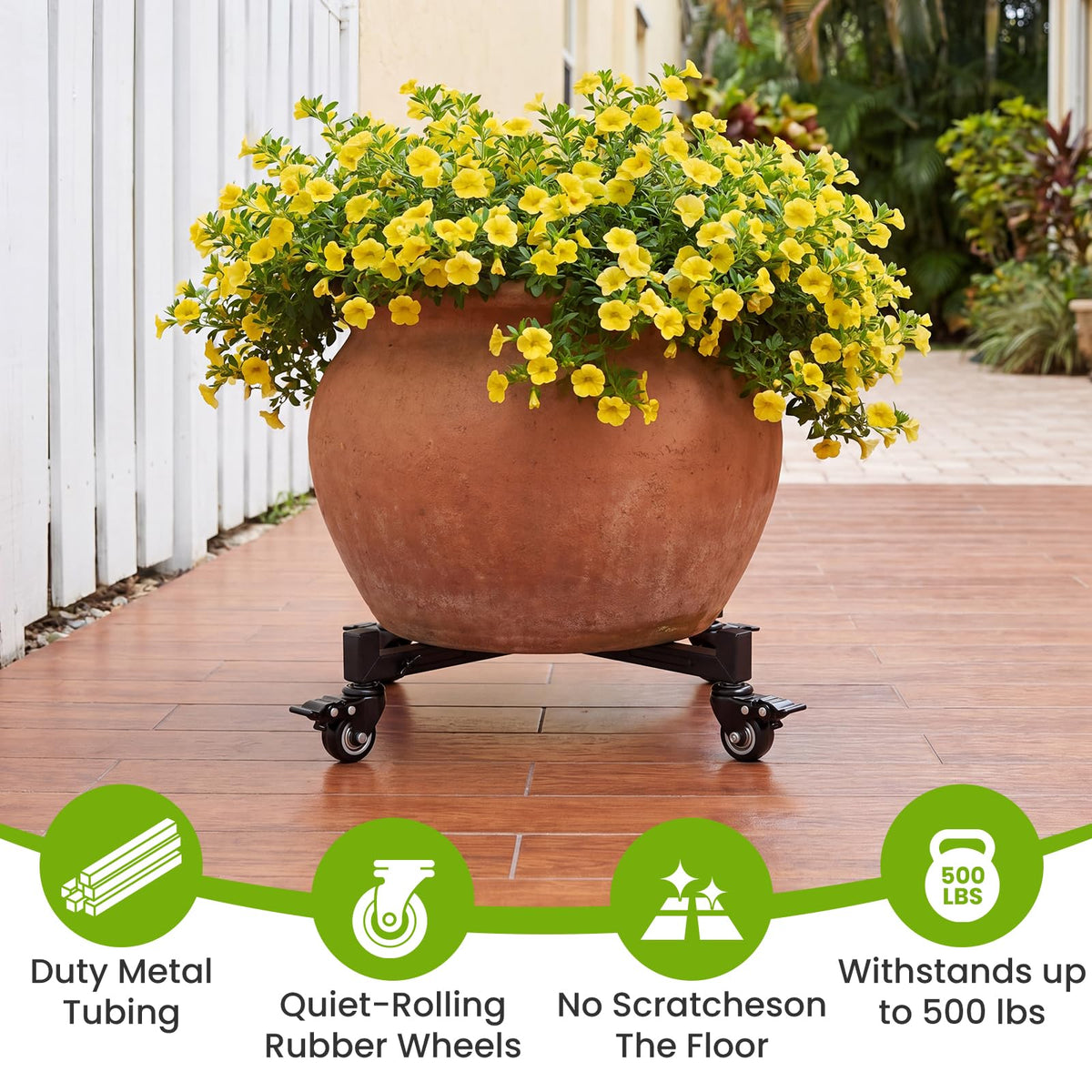 Heavy Duty Plant Caddy with Wheels, Adjustable 22.8-31.9" Diameter Rolling Plant Stand for Indoor/Outdoor, Plant Dolly with 4 Lockable Swivel Casters, Metal Planter Base for Large Pots up to 250 lbs