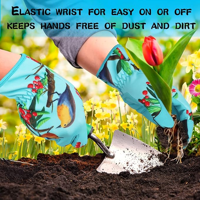 Leather-Gardening-Gloves for Women,Thorn-Proof Work-Gloves for Weeding,Digging,Planting,Pruning Yard garden Gloves