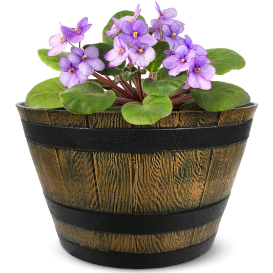 Headwind Whiskey Barrel Planter – 20 Inch New Wood Barrel Planters for Outdoor Plants – Weather-Resistant Flower Pot with Wooden Finish – Decorative Indoor & Outdoor Garden Planter by Robert Allen