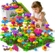112 Pcs Flower Garden Toy,Toddler Girl Toys 3-4 Years Old Girls Gardening Building Gifts Set Best Educational Learning Fine Diy Crafts Stem Construction Stacking Kit,for 3 4 5 6 7 Year Kids Birthday