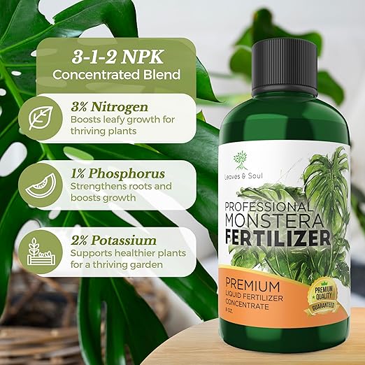 Professional Monstera Plant Fertilizer | 3-1-2 Concentrate for Plants and Flowers | Multi-Purpose Blend & Gardening Supplies | 8 oz Bottle