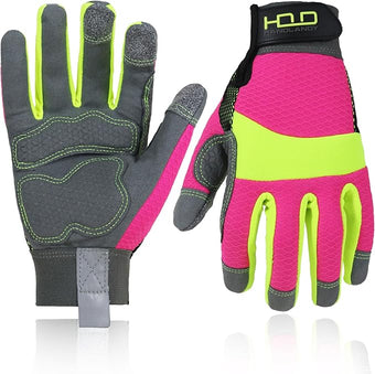 HANDLANDY Work Gloves for Women, Breathable Leather Gardening Glove for Yard Maintenance, Hand Protection with Touch Screen for Gardeners, Farmers