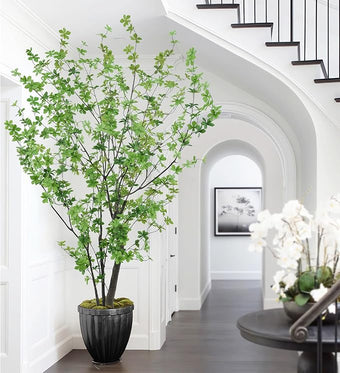 Artificial Enkianthus Tree 8ft Tall Faux Tree with Large Trunks and Realistic Leaves, Fake Enkianthus Tree Floor Potted Artificial Plants for Home Office Living Room Indoor Decor (8feet,1Pack)