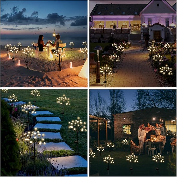 IUEECEN Solar Garden Lights Outdoor,Solar Lights Outdoor Decorative Waterproof for Outside 6Pack, 120Led Solar Flowers Garden Decor, Yard Pathway,Patio Fairy Decorations,Gardening Gifts for Women Mom