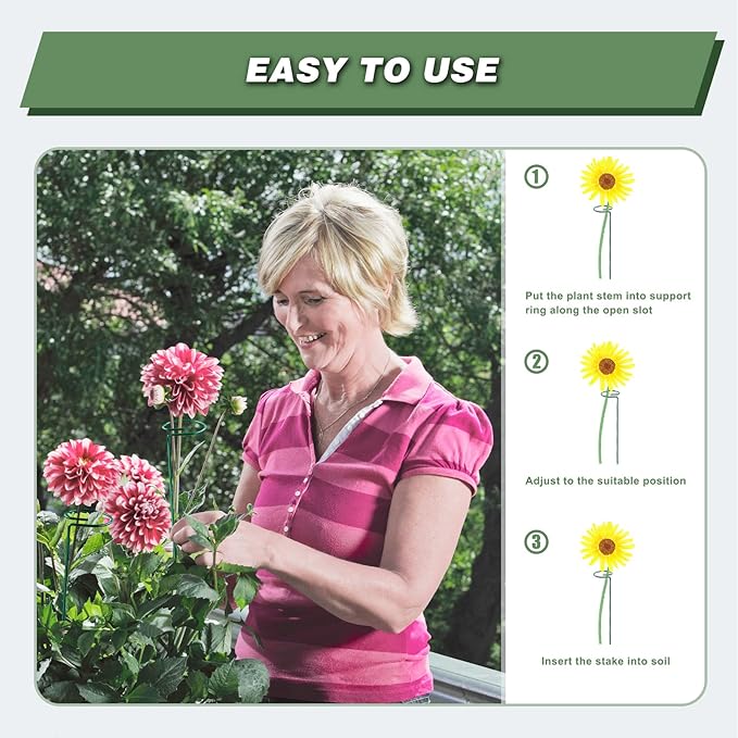 Joyhalo 20 Pack Plant Support Stakes 24 Inch, Plant Stakes, Flower Stakes with 24 Twist Ties, Garden Sticks for Plants Iris, Dahlia, Gladiolus, Amaryllis, Rose, Sunflower, Tomato, Sapling Etc