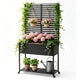 Metal Raise Garden Bed with Trellis,70" Elevated Trellis Planter Outdoor
