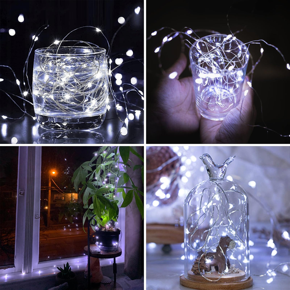 3 Pack 60 LED Fairy Lights Battery Operated with Remote, 20 FT Cool White