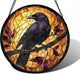 DASTOLL Stained Glass Window Hanging - Crow on a Branch Suncatcher Ready to Hang Window Doors Home Decoration and Christmas, Mother's Day Birthday Gifts for Women, Men, and Mom 11.8x11.8 in