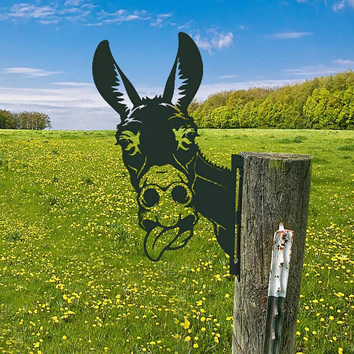 AOOLVY Farm Peeping Mouse Metal Art Outdoor Decor Garden Yard Decoration