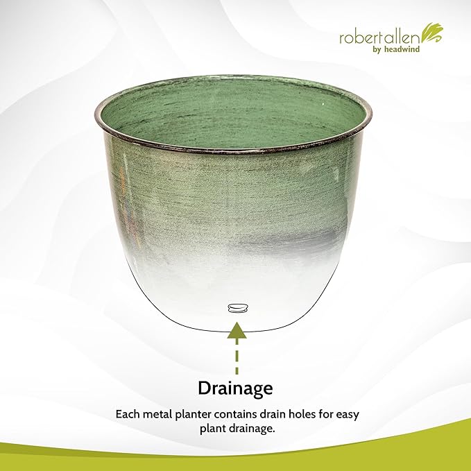 Headwind Glazed Ironstone Hamilton Collection Decorative Plant Pot – 14" Evergreen Pot – Lightweight & Durable with Drainage Flower Pots for Indoor Plants & Outdoor Planter Use by Robert Allen